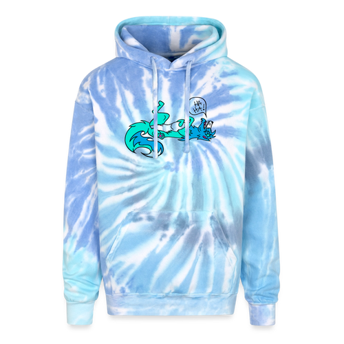felix the fox Adult Tie Dye Hoodie - blue lagoon