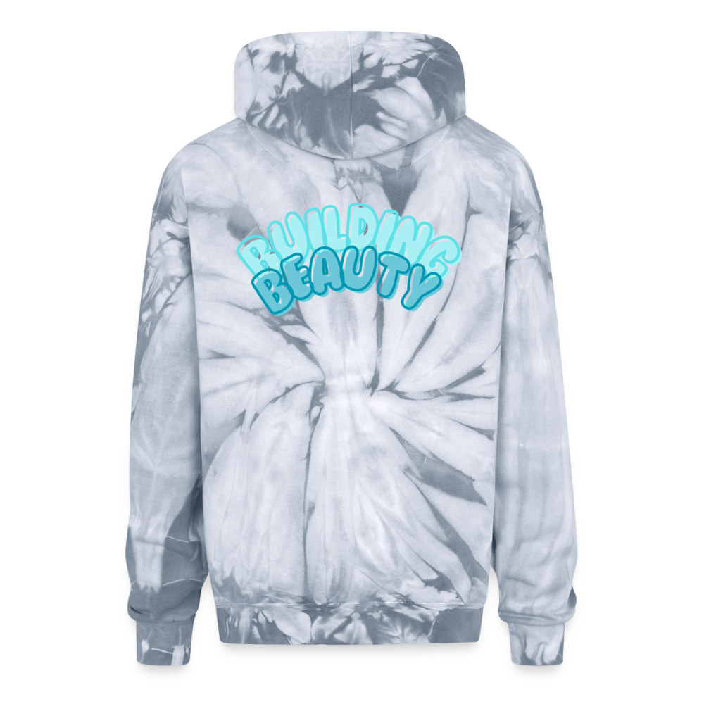 felix the fox Adult Tie Dye Hoodie - spider silver