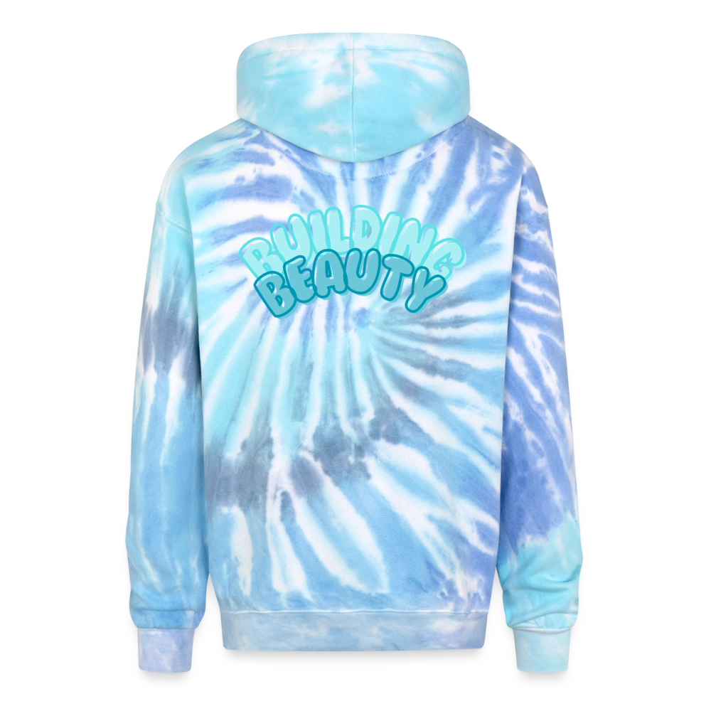 felix the fox Adult Tie Dye Hoodie - blue lagoon