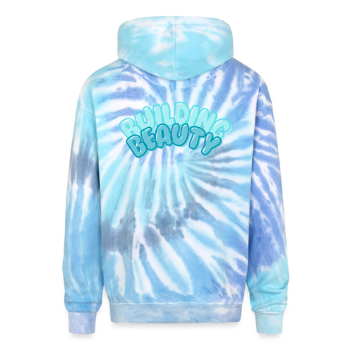 felix the fox Adult Tie Dye Hoodie - blue lagoon