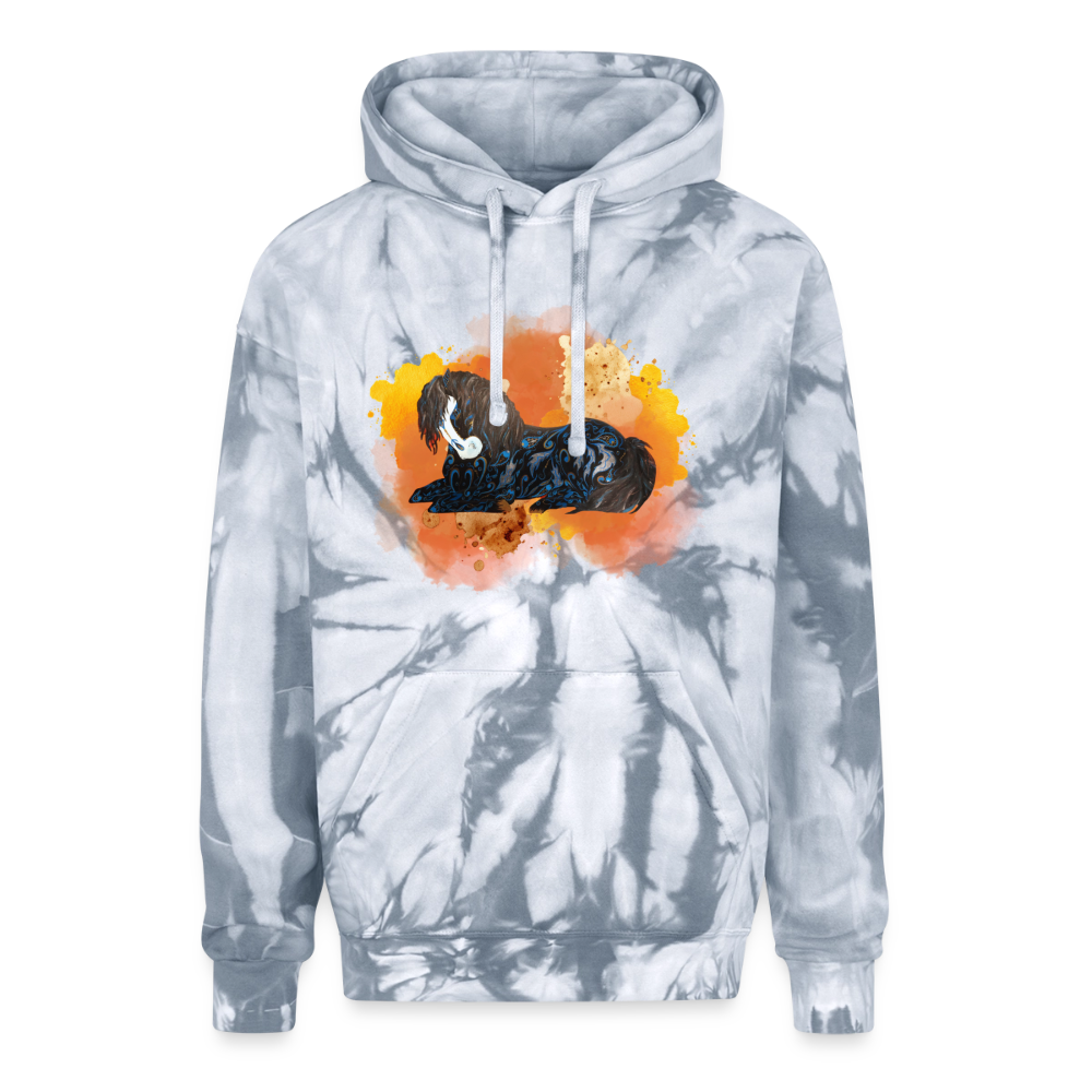 HORSE Adult Tie Dye Hoodie - spider silver